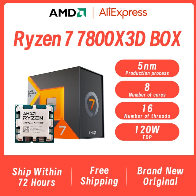 AMD Ryzen 7 7800X3D R7 7800X3D 5.0 GHz 8-Core 16-Thread CPU 5NM 96M  100-100000910 Socket AM5 New Tray Without cooler - AliExpress
