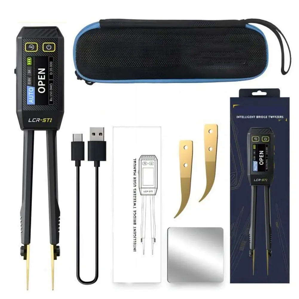 Mini Smart Tweezer LCR SMD ESR Tester Resistance Capacitance Inductance Continuity Diode Test Measurement Tools