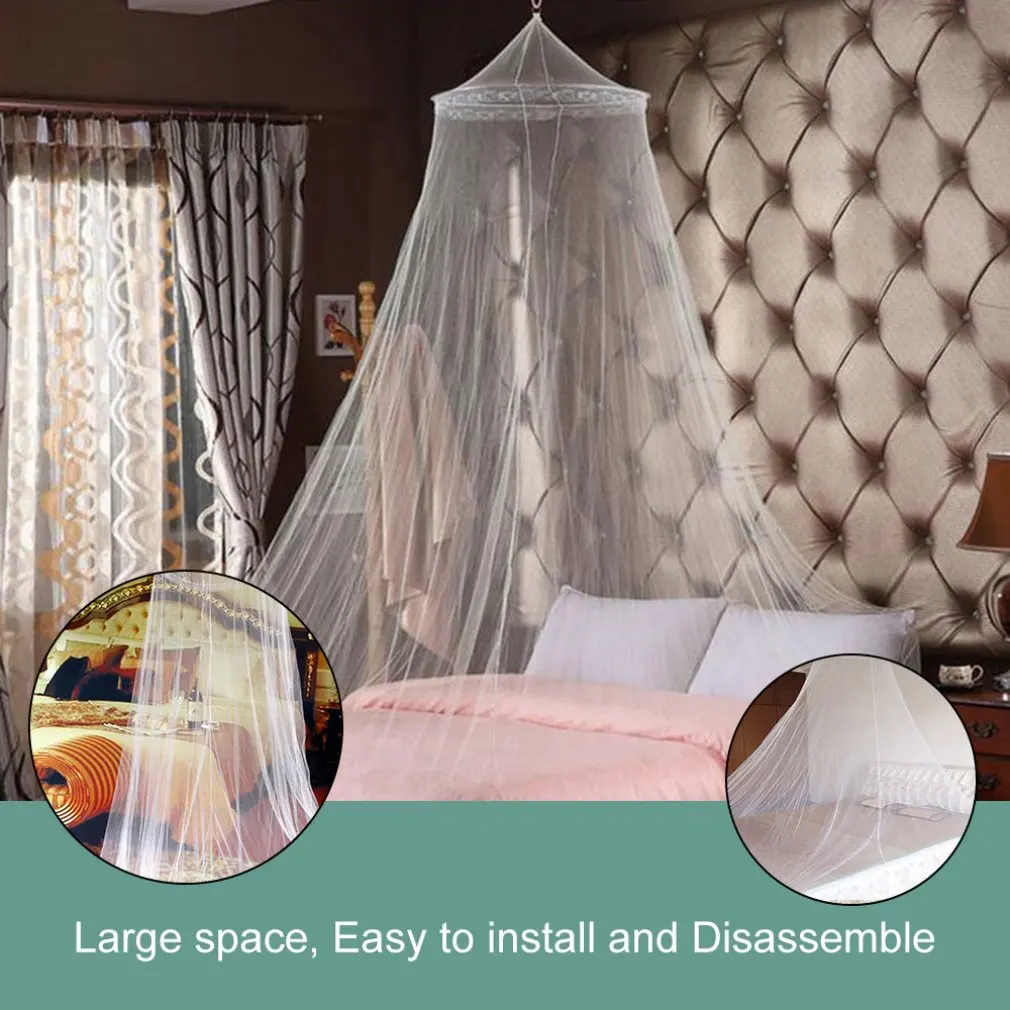 

Outdoor Summer Round Lace Insect Bed Canopy Netting Curtain Polyester Mesh Fabric Home Textile Elegant Hung Dome Mosquito Net