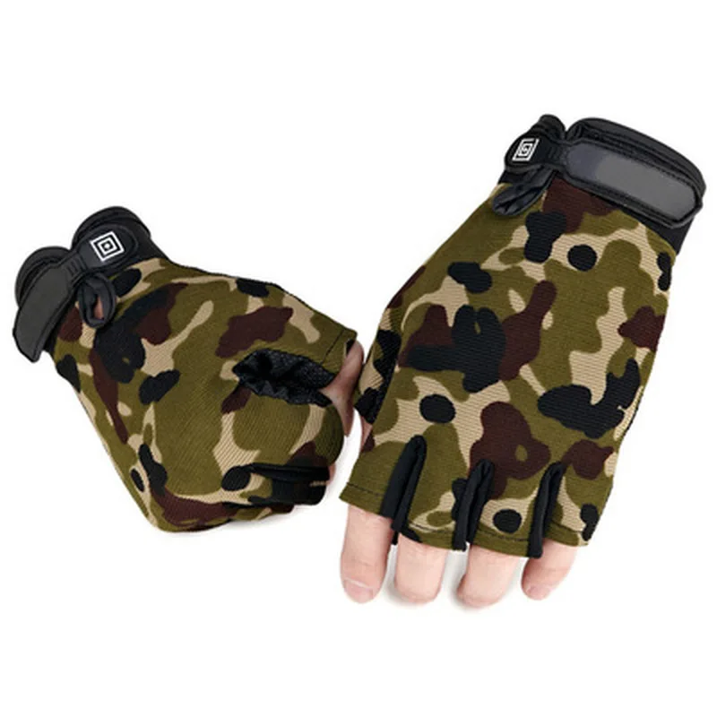 Men Camouflage Tactical Gloves Outdoor Sport Cycling Half Finger Anti-Slip Shock-Absorbing Fitness Fingerless Mittens Warmer 3