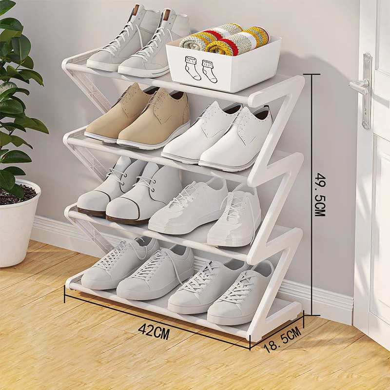 1pc Z-shaped Shoe Rack, 4 Tier Shoe Organizer, Multi-layer Shelf, Easy  Assemble, Canvas Fabric Material, Suitable For Students' Dorm Room