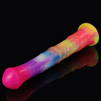 YOCY Long Horse Dildo Cartoon Mulit Color Glowing In Dark Silicone Sexy Toy For Male Anal Massager Aniamal Cock Dildos Sex Shop 4