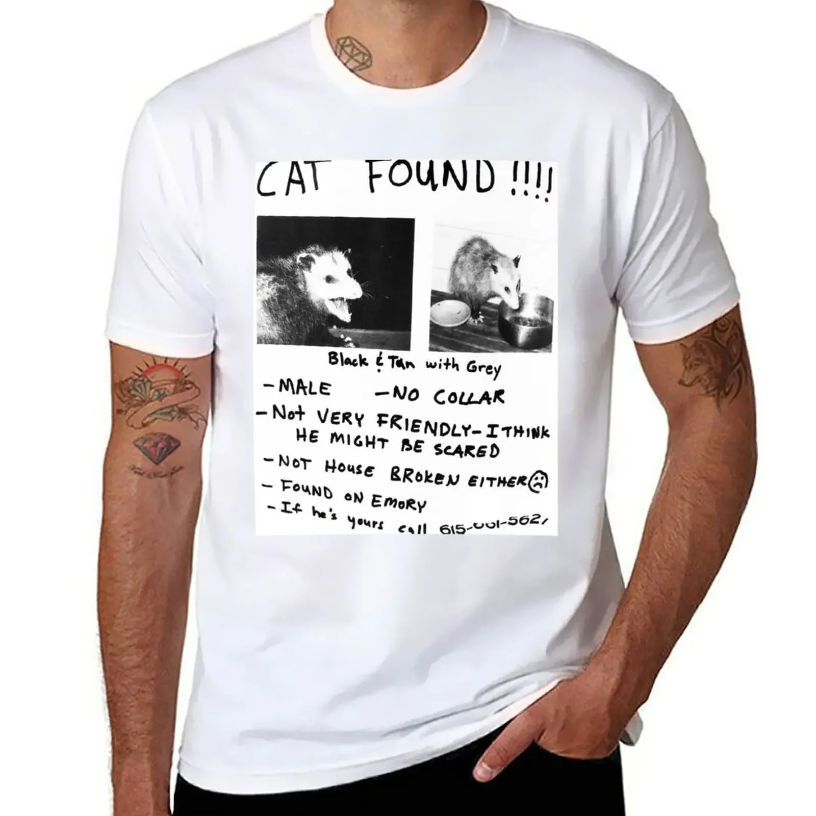 

Cat Found!!!! T-Shirt quick-drying animal prinfor boys blacks aesthetic clothes mens t shirt graphic
