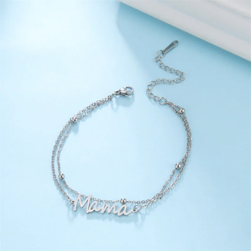 Edelstahl-Armband, Mama-Buchstabe, Charm-Armband für Frauen, Feder, unendlich, mehrschichtige Perlenketten, Schmuck, Liebhaber, Mutter, Geschenke – Detail 30