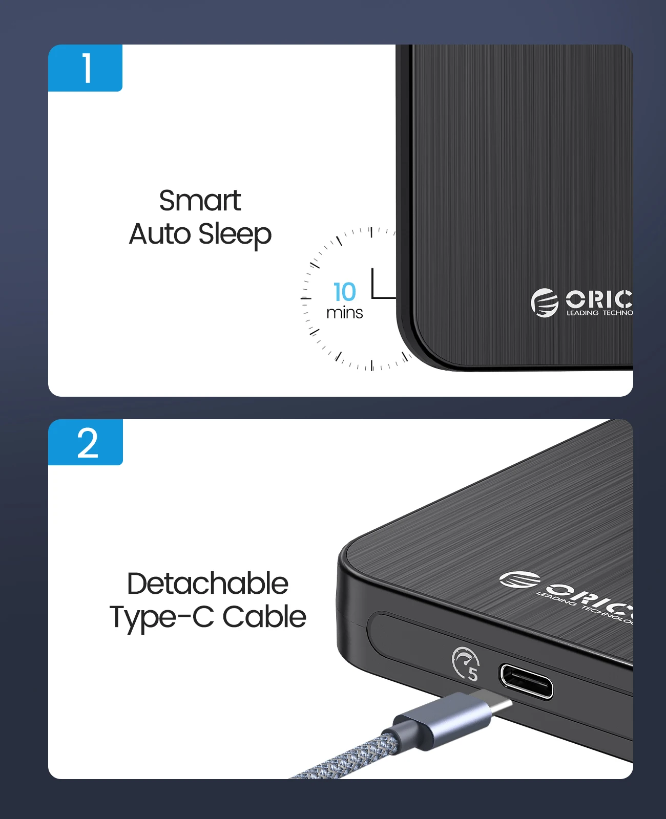 Orico-caixa de Gabinete de Disco Rígido Caixa Hdd Sata Iii Iii ii i Hdd e Ssd Box Compatível com Usb 3.1 6gbps Mm-95 mm - Imagem 3
