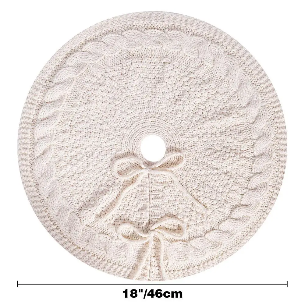 Christmas Knitted Tree Skirt Milk White Red Knitted Christmas Atmosphere Apron Christmas Tree Decorations Accessories