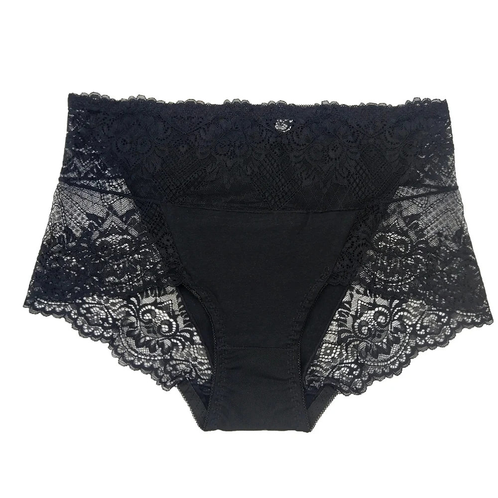 4XL Big Size Sexy High-Rise Lace Panties Women Hollow Out Boyshort Underwear Lingerie 5Pcs/Set