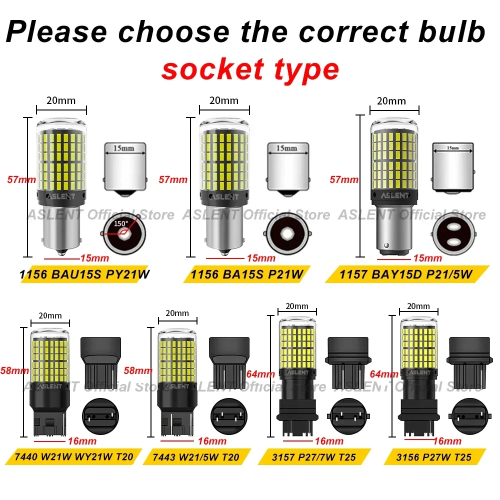 Enhanced LED Turn Signal Light Bulbs - Pack of 2, CanBus 144SMD