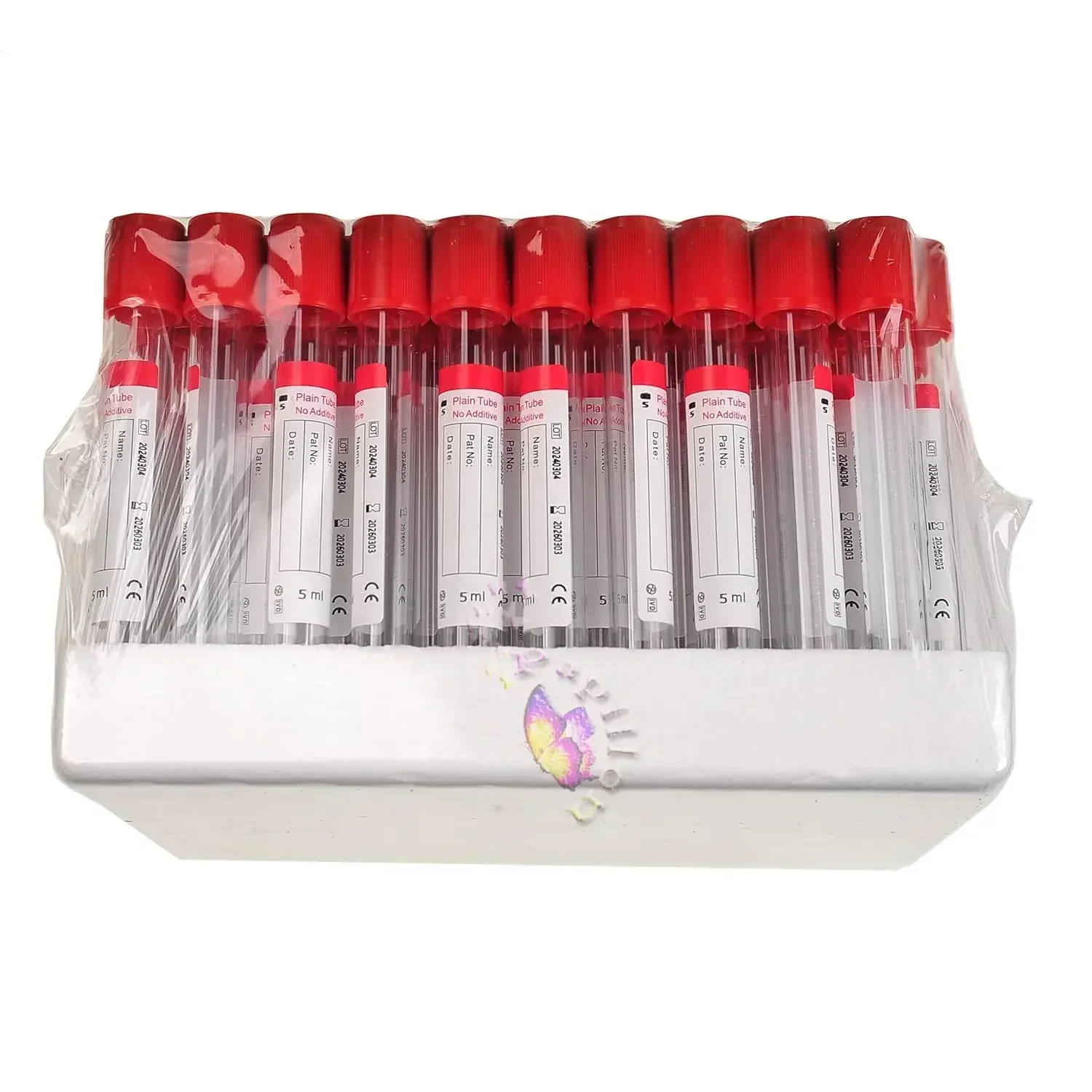 Vacuum Blood Collection No Additives Tube Lab Consumables 100pcs Veterinary 3ml 5ml 10ml Plain Tube Sterile Blood Test Tubes disposable blood collection needle