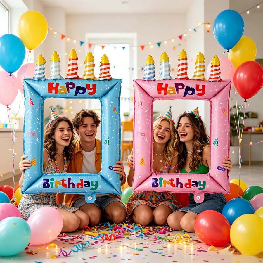 28인치 공주 테마 풍선 사진 프레임 - 포일 셀카 부스 소품, 생일 축하용, 생일..
