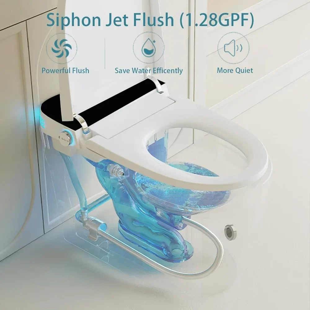 Tankless Toilet，1.28 GPF,Heated Bidet with Dryer&Warm Water,Foot Sensor and Night Light,Auto Flush Open & Close Lid,Smart Toilet 5