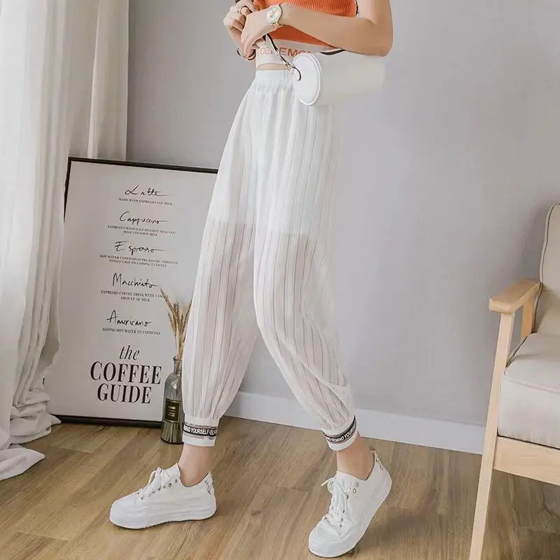 2024 Summer Korean Version of Hip-hop Style Fashionable and Personalized High Waisted Pocket Breathable Hollow Mesh Hoodie Pants
