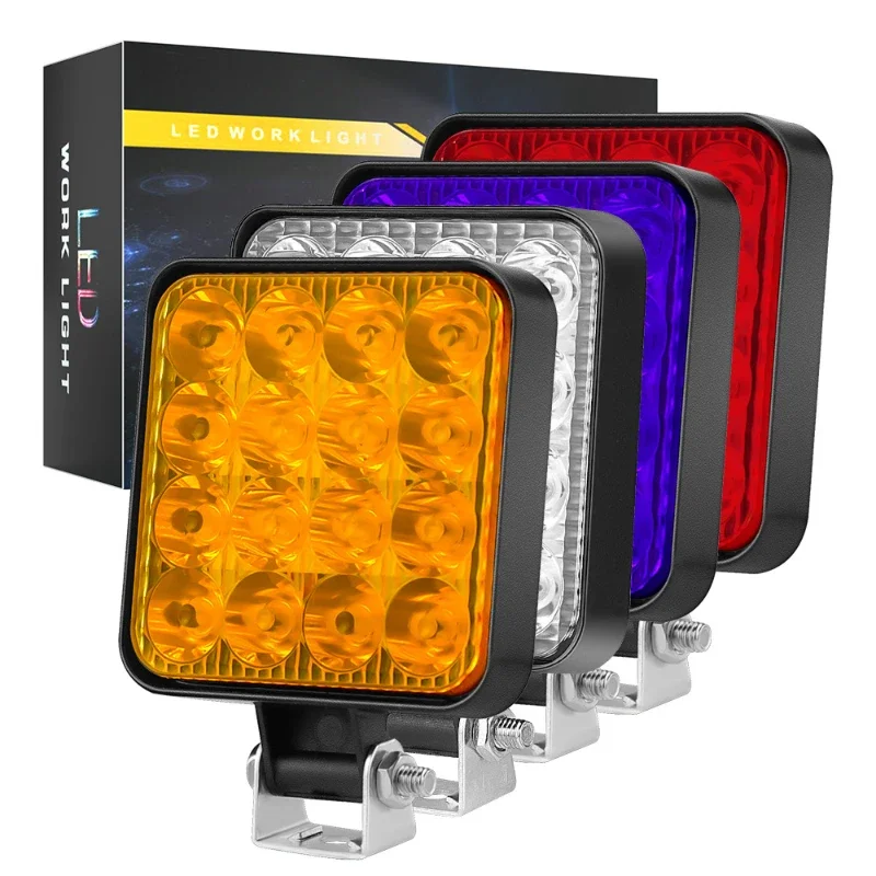 4 PCS 12V LED 라이트 바 48W 미니 LED 작업 조명 지프 트럭 4X4 자동차 SUV ATV Barra LED 헤드 라이트에 대 한 도로 스포트 라이트 끄기