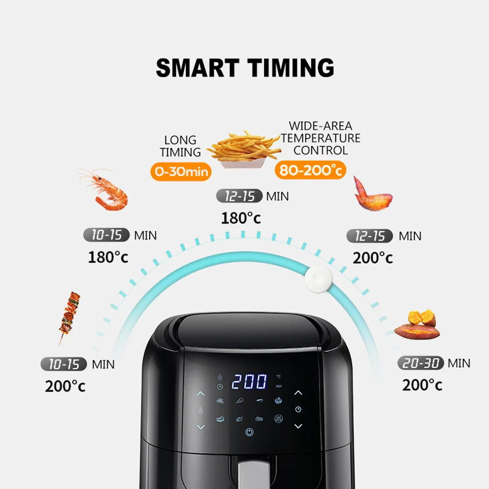 Large Capacity Elecrtric Air Fryer 6L Household Air Deep Fryer Multi-function Chicken Frying MachineLow Fat Fries Machine