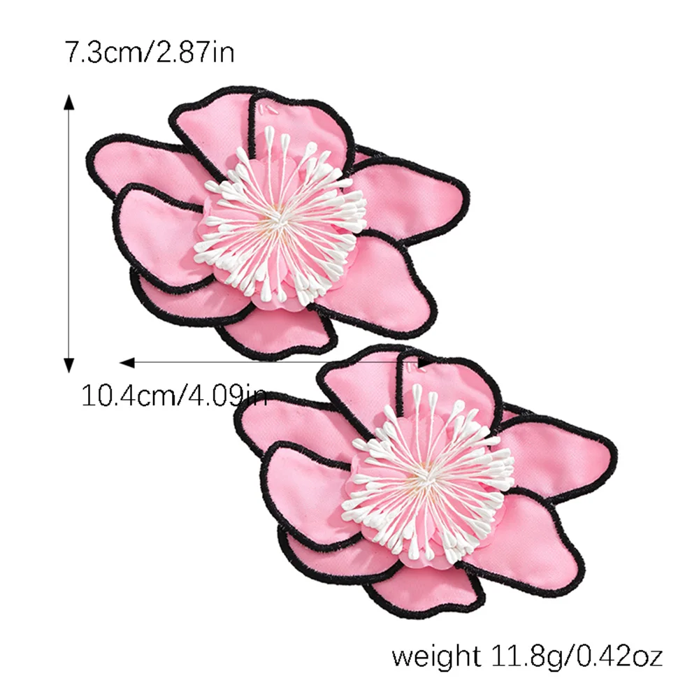 Flower Stud Earrings Women Bohemia Maxi Fabric 3D Flower Charm Layer Handmade