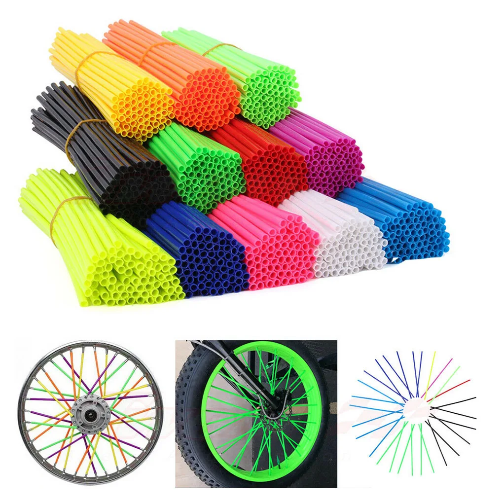 72Pcs Pack Bike Wheel Spoke Protector 17cm Colorful Cycling Rims Skins