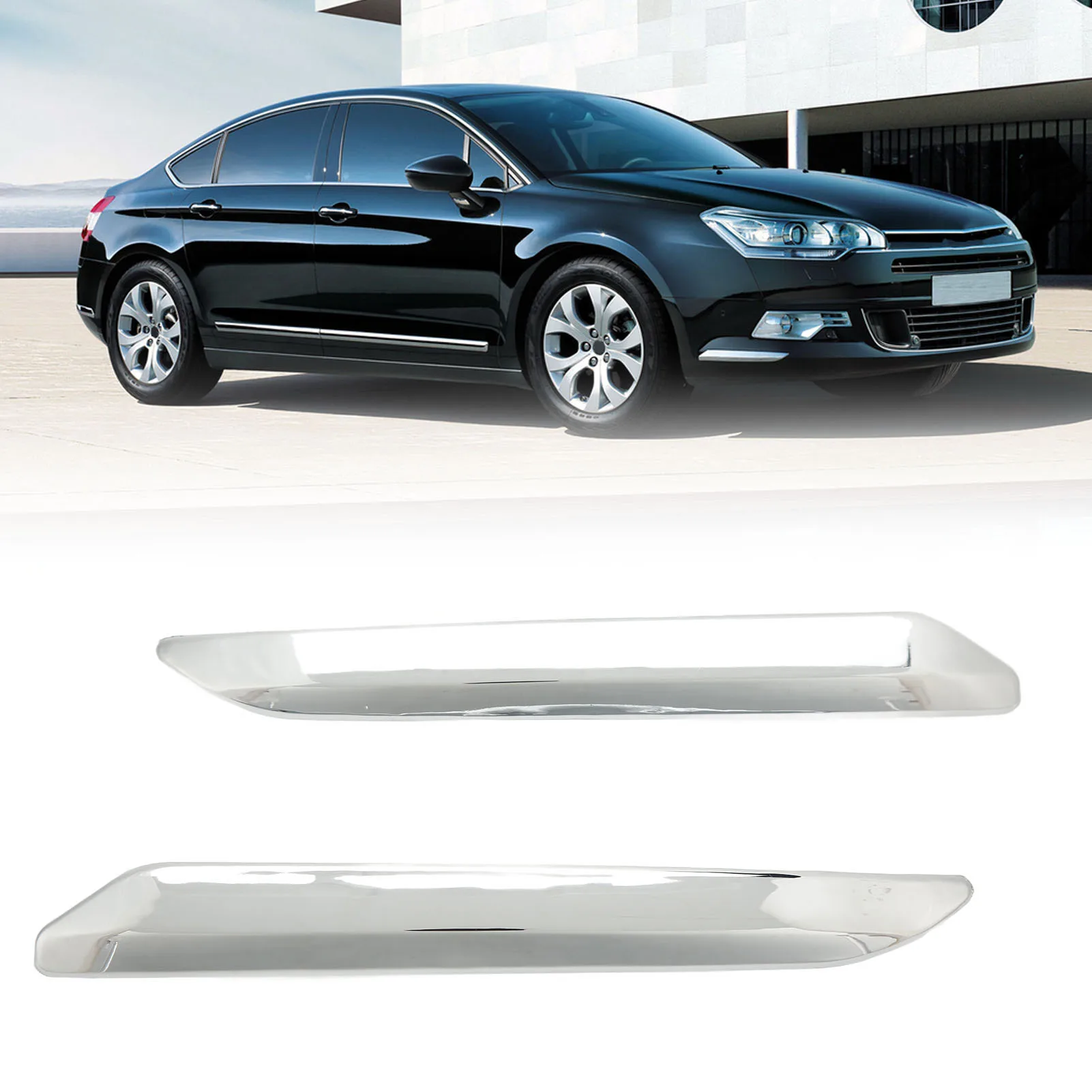 Car Front Bumper Anti-Scratch Chrome Silver Protector Strip Replacement