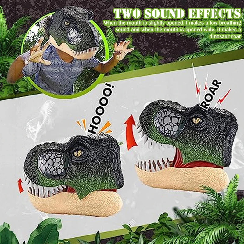 Halloween 3D Dinosaur Mask Moving Jaw with Glowing Eyes and Roaring Sound  Party Cosplay Costume Masks Adult Kids Dinosaur Toy