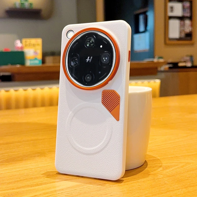 Magnetic PU Leather Heat Dissipation Case with Metal Camera Lens Cover