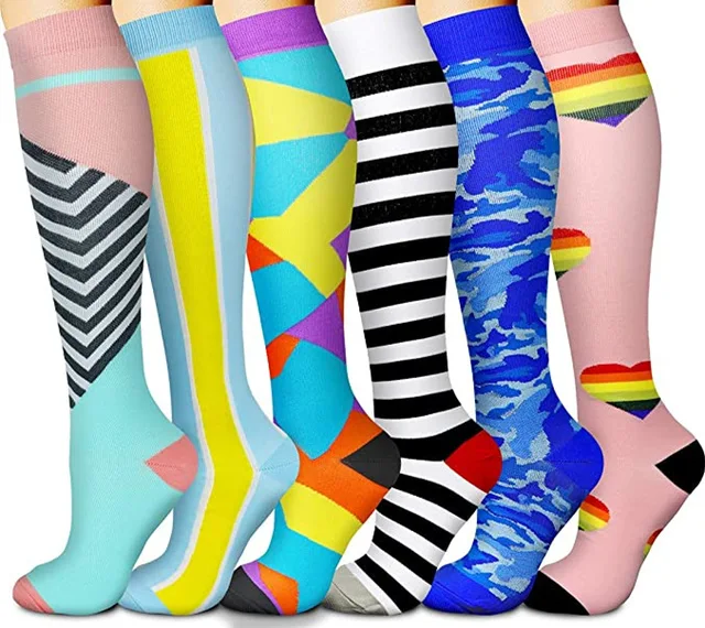 Compression Stockings Socks 3/5/6/7/8 pairs per set Unisex Sports Socks Lot Prevent Varicose Veins Nurse Socks Compression 6 Pair D