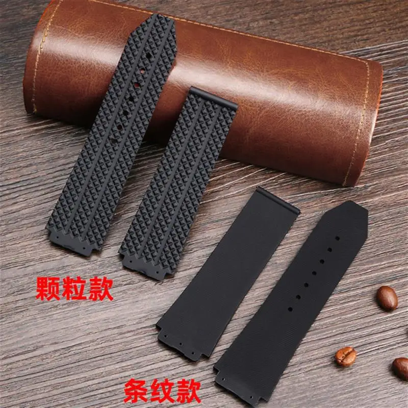 SCHIK For HUBLOT Classic Fusion Universe Big Bang Series Men Women Black Silicone Watch Strap Vertical Stripe Road Bracelet
