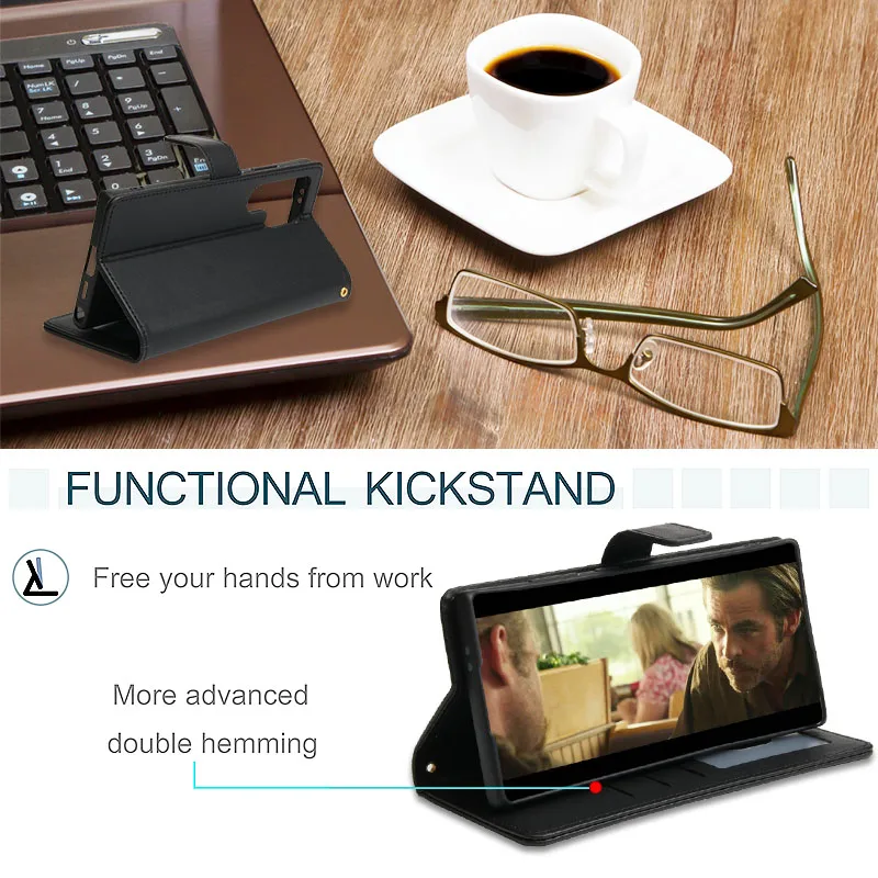 Checkered Wallet Magnetic Flip Card Slot & Photo Frame Leather Case