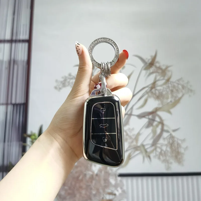

Fashion TPU Car Remote Key Case Cover Shell Keychain For Chery ANT EQ1 2019 3 Buttons Auto Protector Styling Keyless Accessories