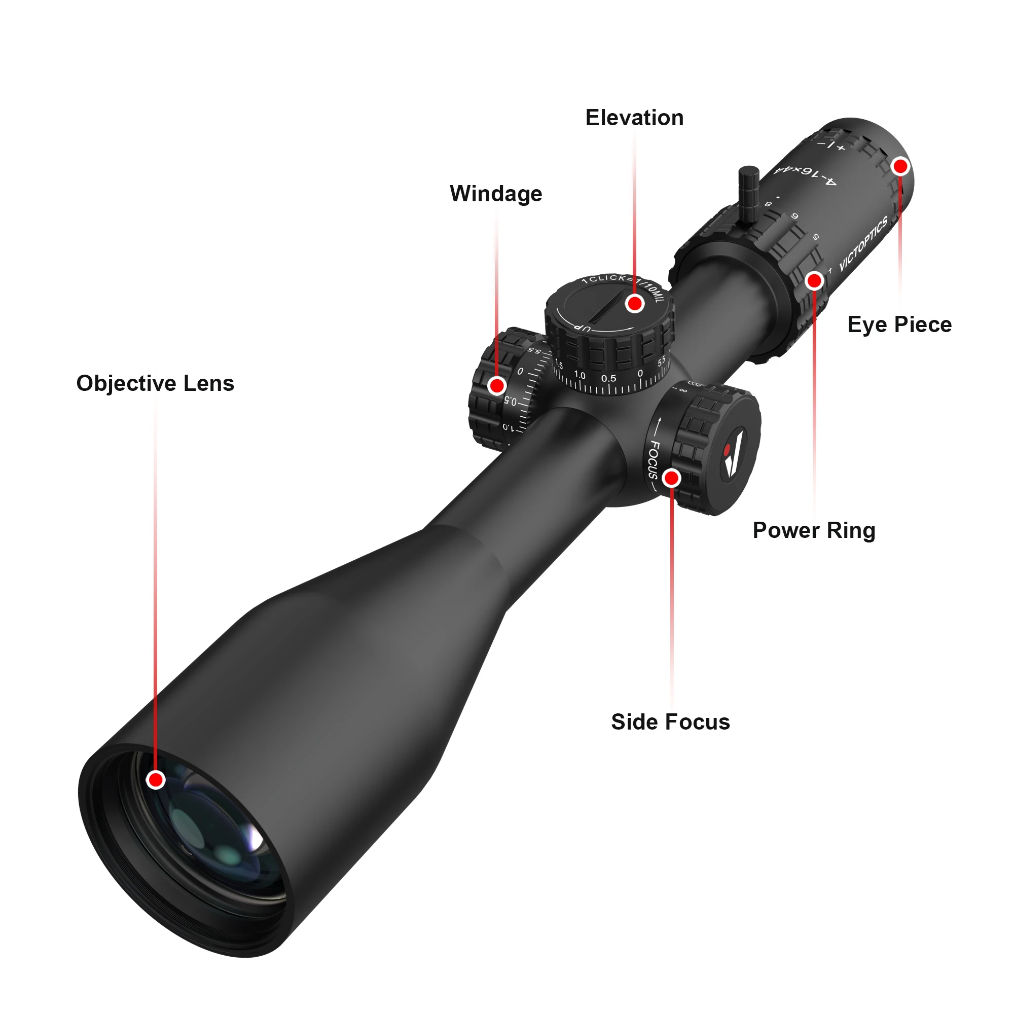 Rifle Scope VictOptics S4 4-16x44 SFP For Air Guns & Fire Arms