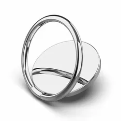 Sleek Metal Universal Phone Ring Stand and Holder (Silver)