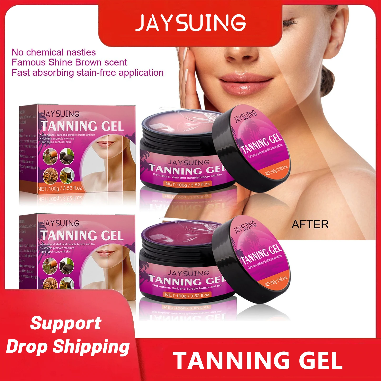 Help Black Gel Summer Beach Self-tanning Help Sun Hydrating Moisturizing Bronzer After Sun Repair Deepen Skin Color Care Cream