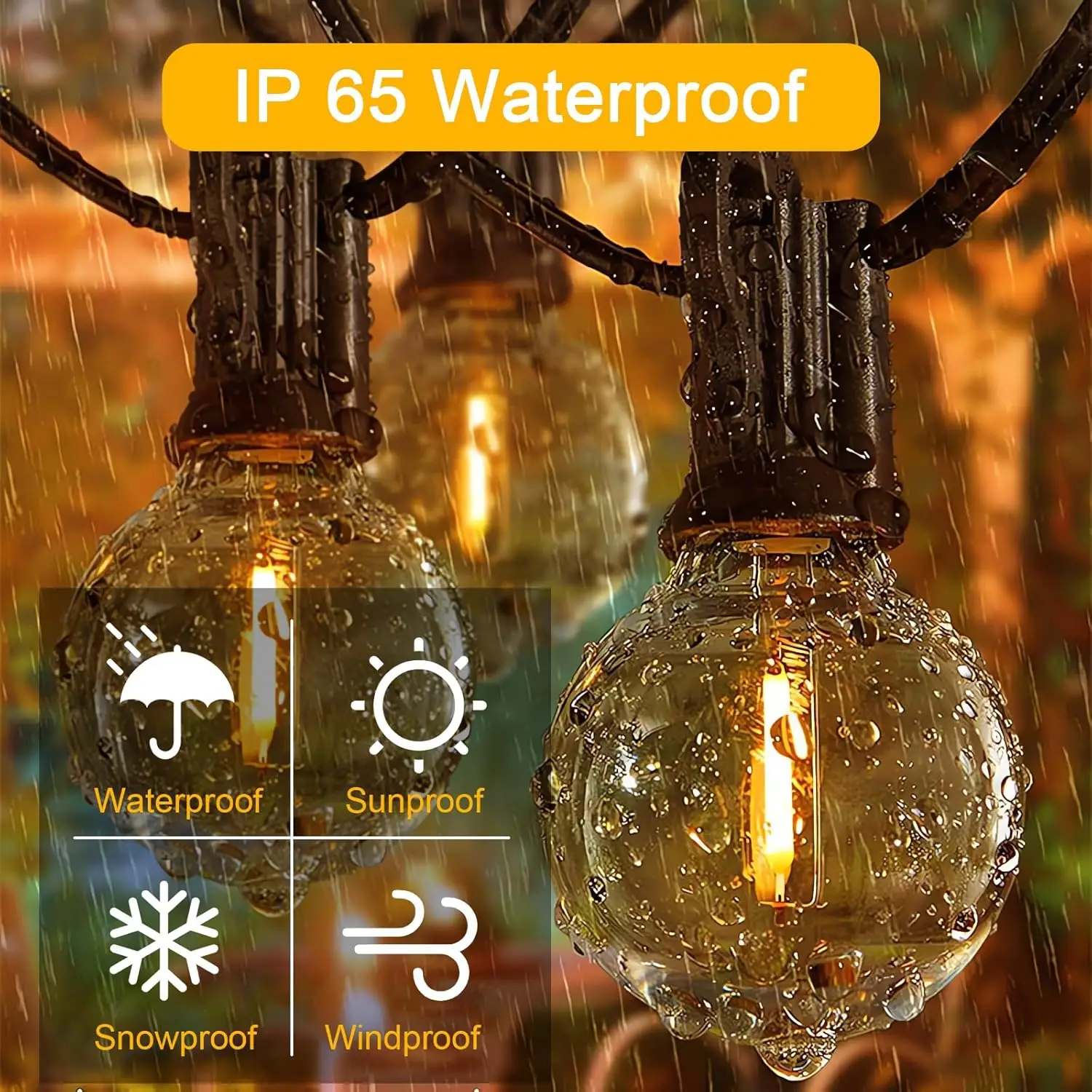 G40 Globe Solar String Lights Outdoor, 8 Light Modes, USB Charge & Remote, Waterproof Plastic Bulbs for Balcony Garland Wedding 2