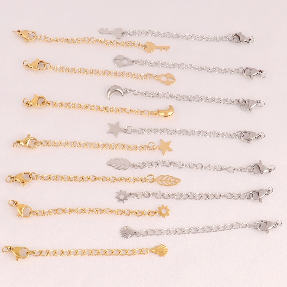 10 Stück Gold Edelstahl Karabiner Verbinder Erweiterte Verlängerung Schwanzkette für Schmuckherstellung Armband Halskette Erkenntnisse – Detail 7