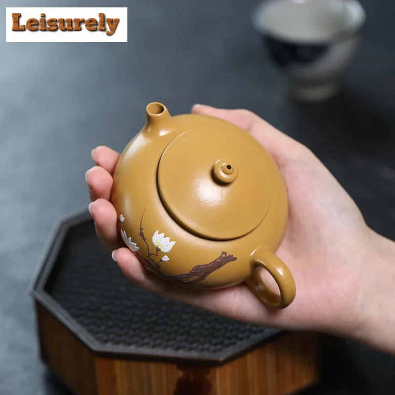 120ml Authentic Yixing Purple Clay Teapots Handmade Han jiang Pot Raw Ore gold Zhu Mud Kettle with Infuser Zisha Tea Set craft