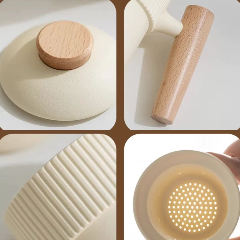 Chinese Style Tea Filtering and Separation Cups, With Cover White Porcelain Personal Mug, Home Drinkware Ceramic Office Cup, 1Pc