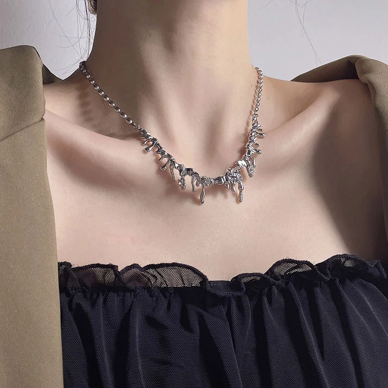 Kpop Irregular Star Necklaces Chain Y2K Zircon Crystal Beads Tassel Butterfly Asymmetrical Choker Necklaces Jewelry Gift