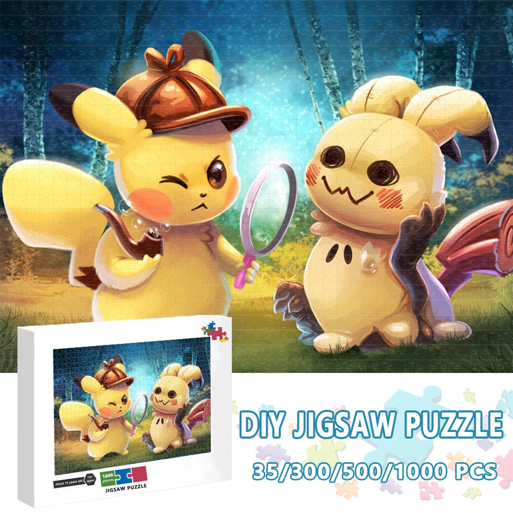 

300/500/1000 Pieces Adults Jigsaw Puzzles Pikachu Pokemon Cartoon Kids Intellectual Educational Diy Puzzle Game Toys Gifts