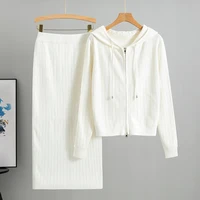 2025 new women's Knitted Cardigan High Waisted Buttocks Wrapped  Skirt 2 Piece Suits Luxury Hot Diamond Fashion Sets - Image 3