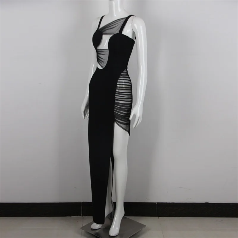 Designer Long Black Prom Dress Tulle Sleeveless Side Split Evening Party  Gown Skirt Robes de marie In Stock - AliExpress 320