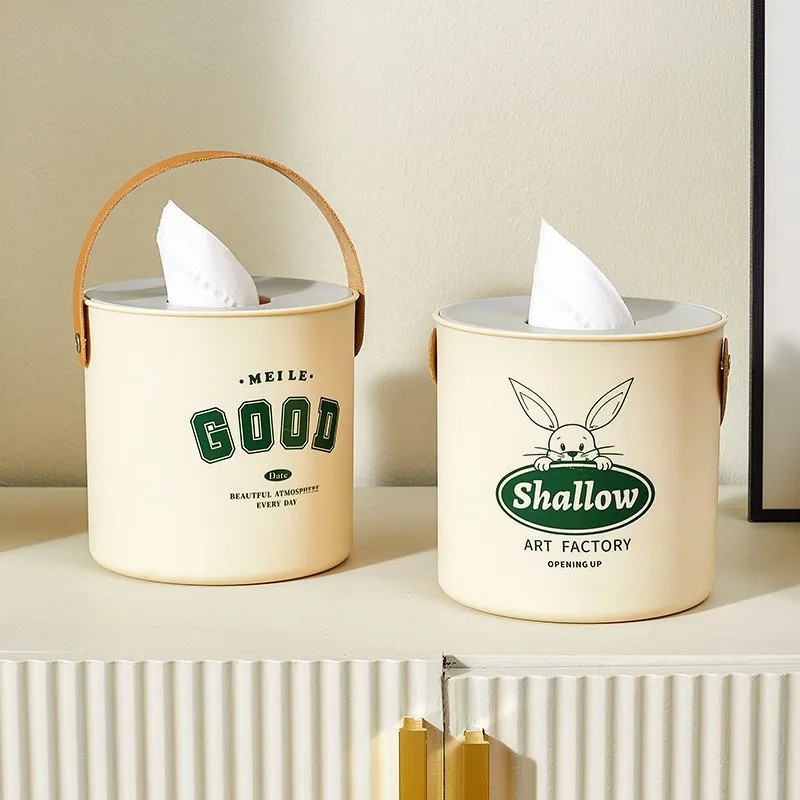 Modern Portable Round Toilet Roll Paper Container Living Room Bedroom Napkin Holder Home Toilet Paper Storage Desktop Tissue Box