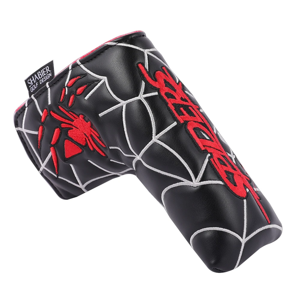 Black PU Leather Embroidery Golf Head Covers Driver Fairway Woods Hybird Blade Large Mallet Putter Cover