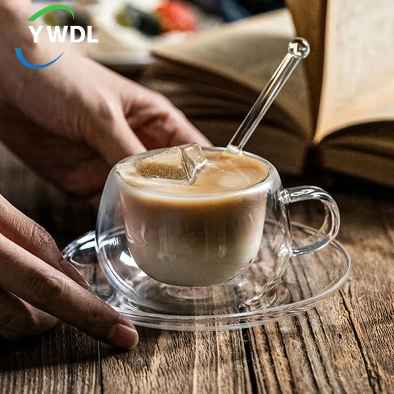 Set 4 Bicchieri Da Latte Macchiato In Vetro Borosilicato 250 Ml – Doppia Parete, Con 4 Cucchiai, Adatti A Cappuccino, Tè, Gelato E Cocktail
