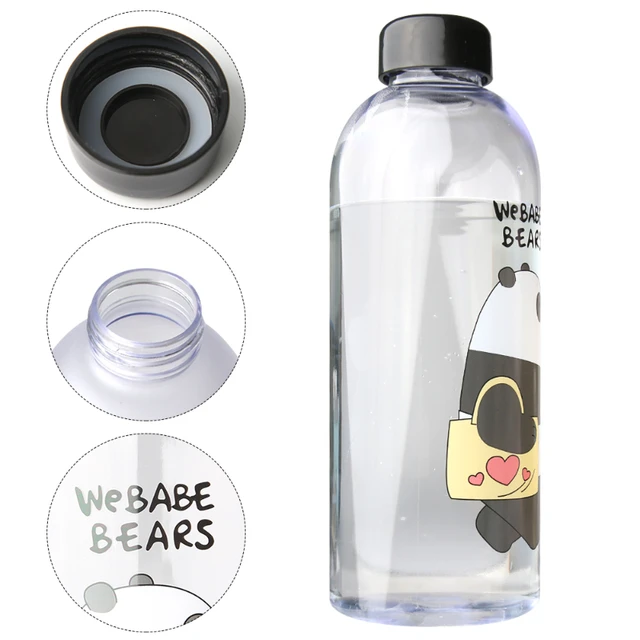 Water Bottles Cute Panda Bear Cup 1000ml With Straw Transparent Cartoon Water Bottle Drinkware Frosted Leak-proof Protein Shaker 3