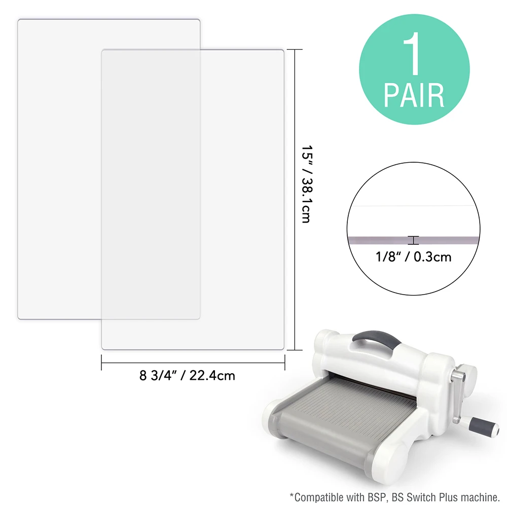Plastic Cutting Pads 2Pcs/Pair Cutting Pads Compatible with BSP&BS Switch Plus For Cutting Machine Plastic Replacement Plate 38.1/32.3*22.4cm