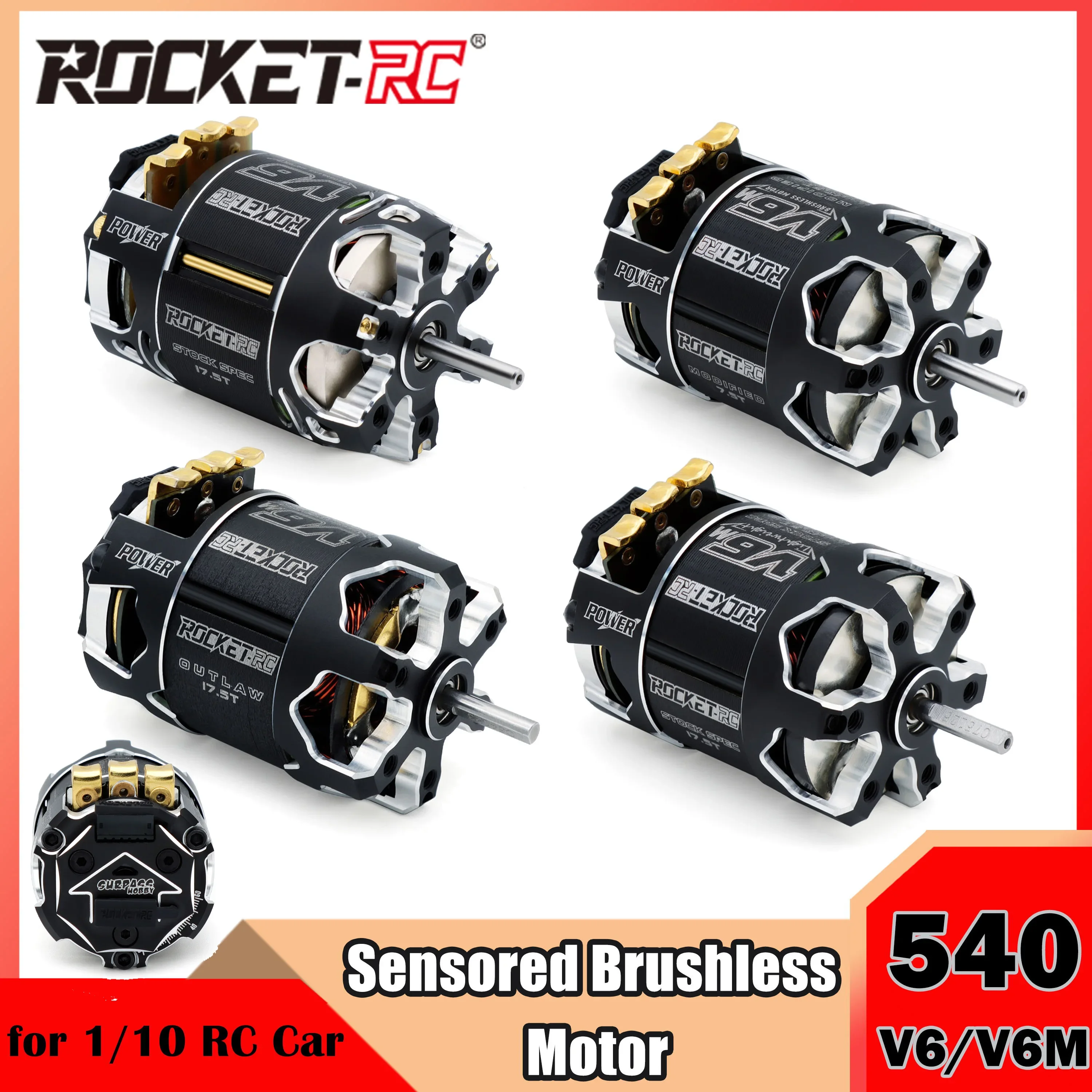 

SURPASS HOBBY ROCKET 540-V6/V6M 1/10 RC Car Sensored Brushless Motor High Conductivity Competition Level for Racing Model Part