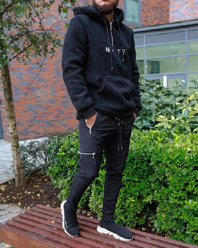 Europe And The United States Sports Leisure Zipper 2023 Multi-pocket Pants New Men's Fitness Running Training Pants 6