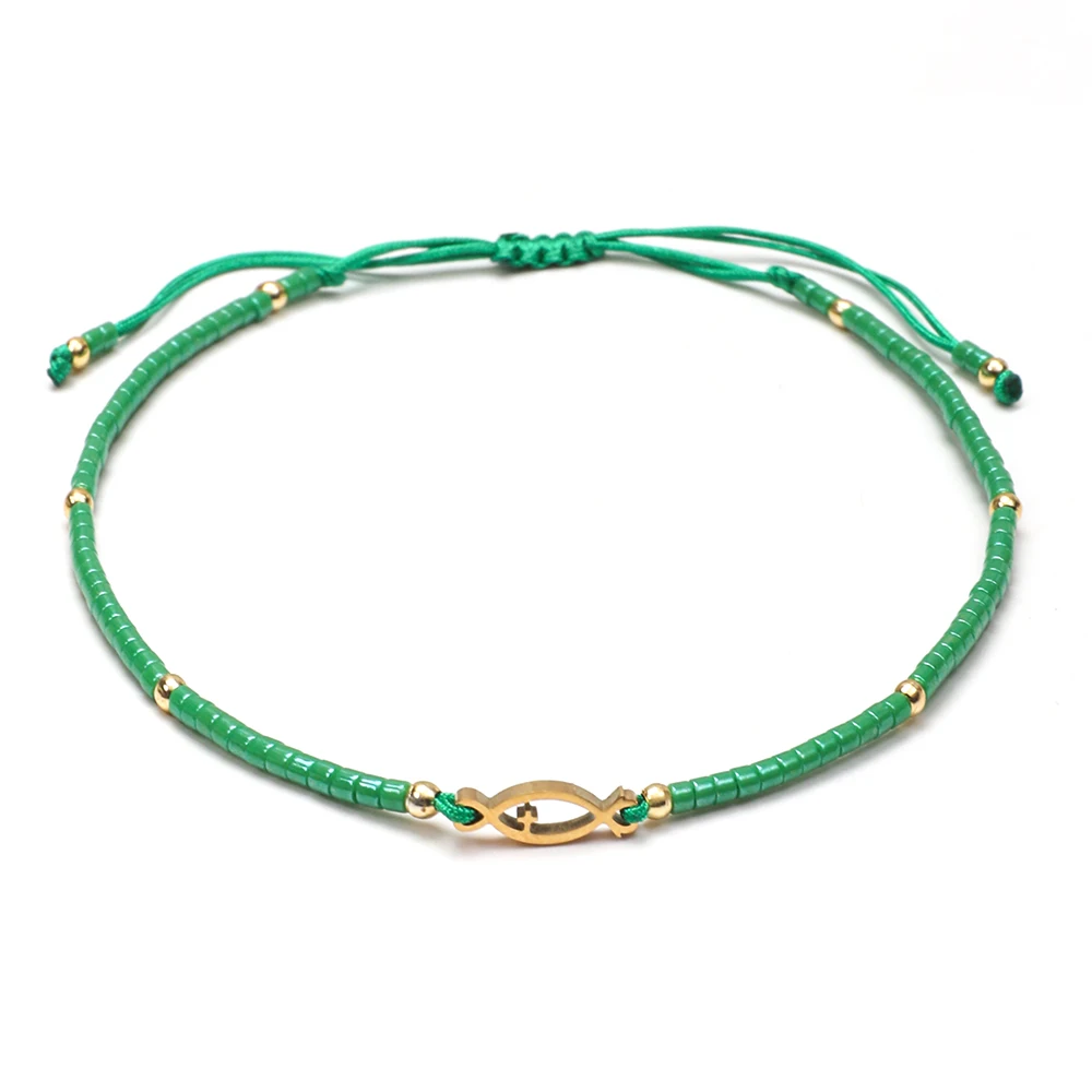 Set Braccialetti Donna Oro 14K, Perle E Croce, Stile Bohémien, Elasticizzati, Colorati