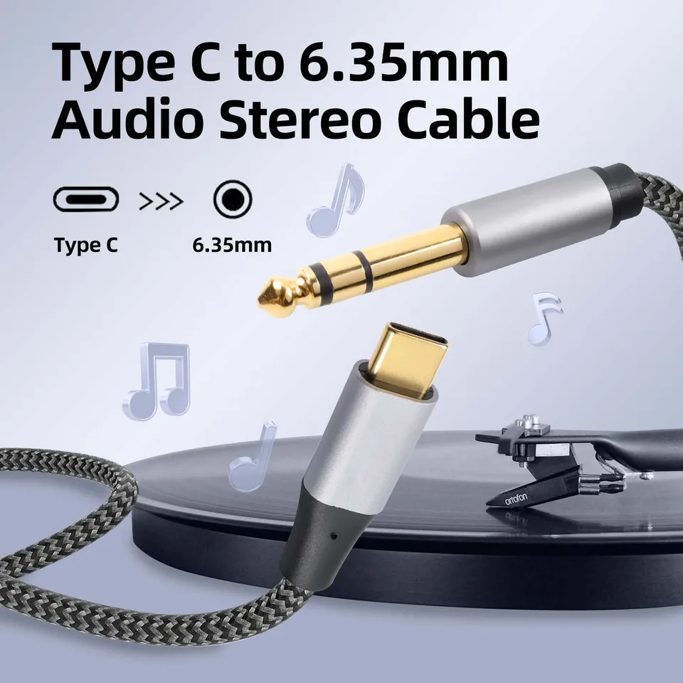 Cavo Audio USB-C A Jack TRS 6,35 Mm (1/4 Pollice) Stereo 1 Metro - Per Smartphone, PC Ad Altoparlanti, Amplificatori