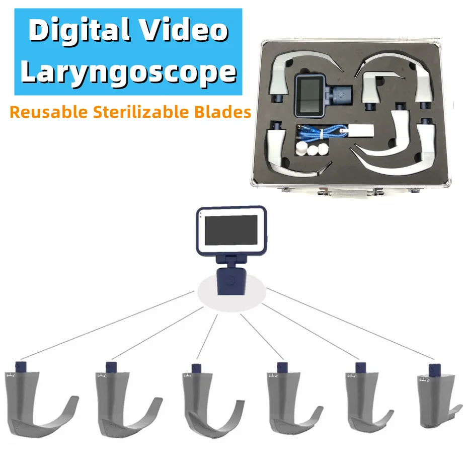 

New Digital Video Laryngoscope Reusable Sterilizable Blades color TFT LCD , 6 Stainless Steel Blades Optional