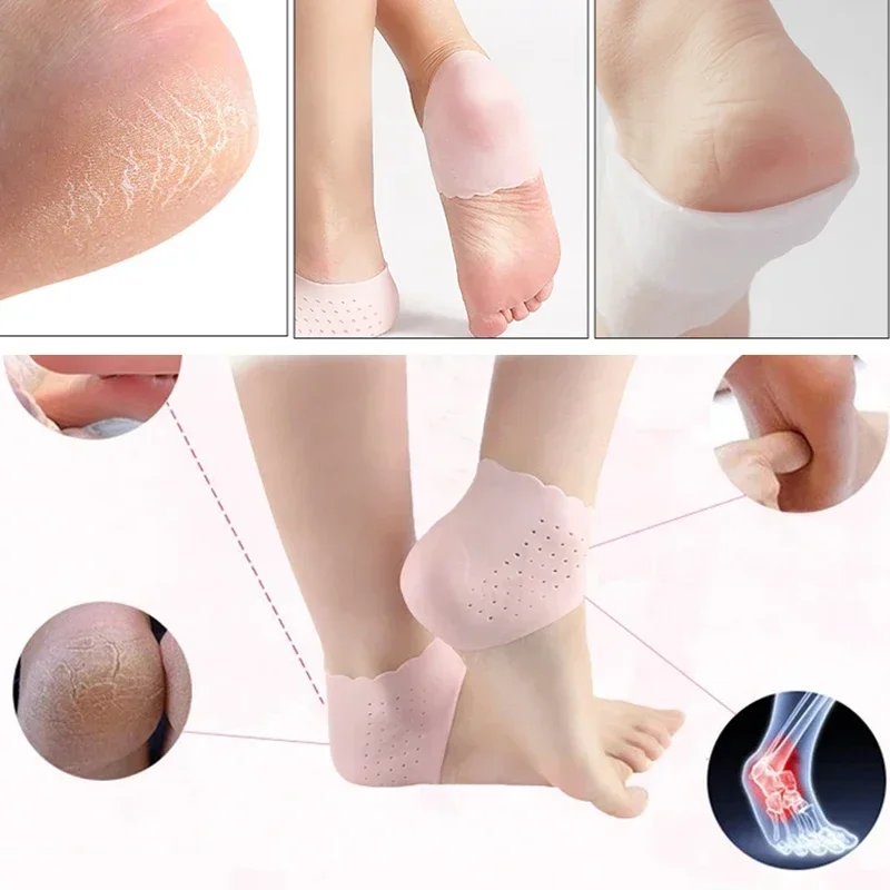 양말 Silicone Feet Care Socks Anti-Cracking Moisturizing Gel Heel Thin Socks Lace Heel Cover with Hole Foot Skin Care Protector