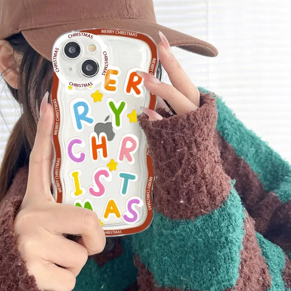 Merry Christmas Wave Transparent Silicone Phone Case - Soft and Stylish Protective Shell